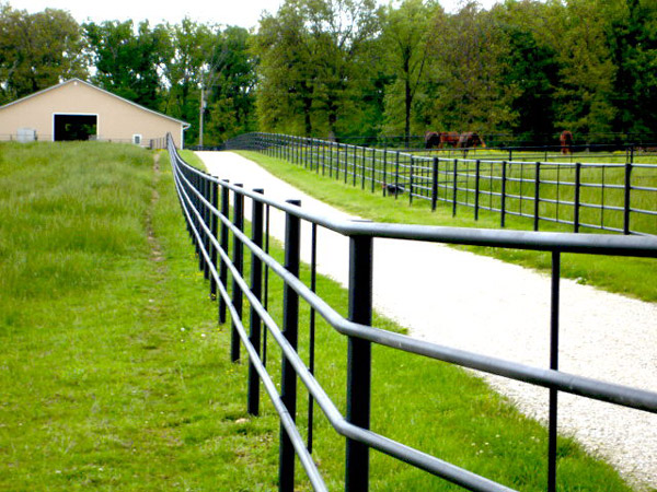 Black long fence pathway